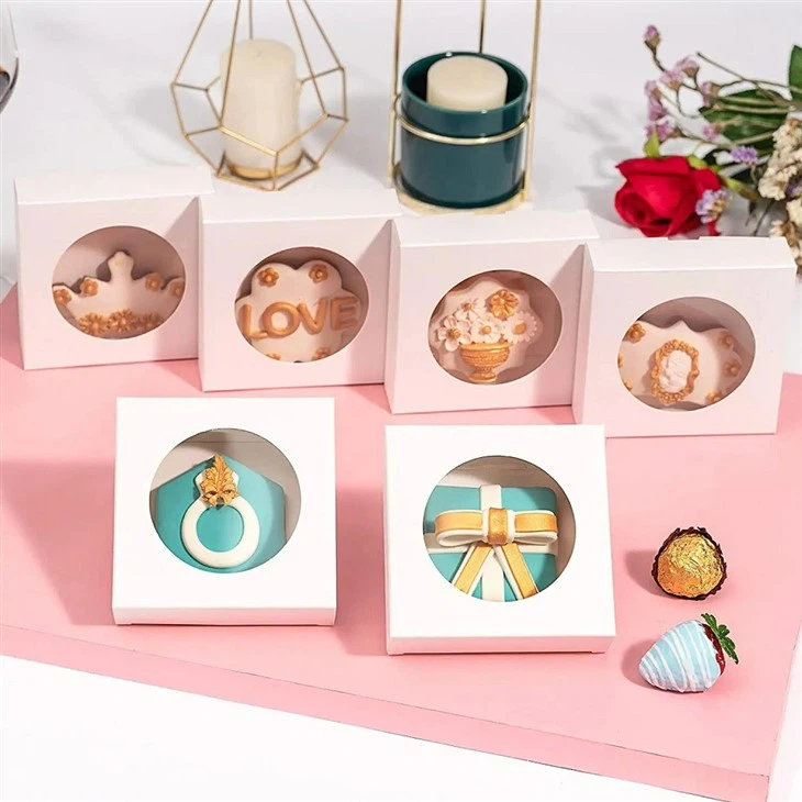 Paperboard Square Bakery Boxes With Windows