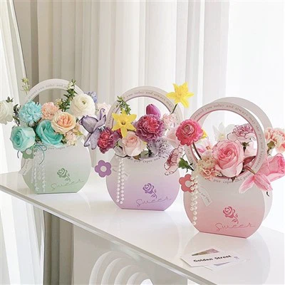 Portable Paper Flower Bags With Handle