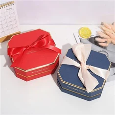 Polygon Gift Boxes With Ribbon Closures
