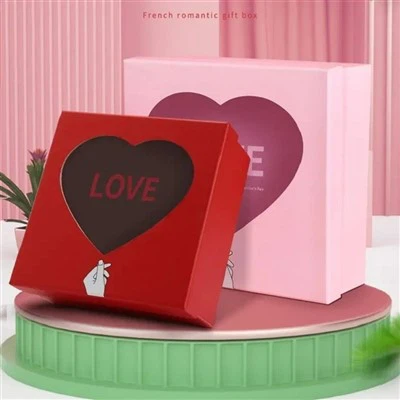 Square Gift Boxes With Heart Windows